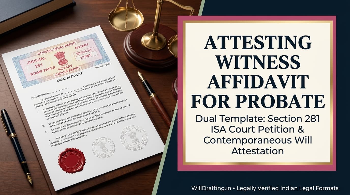 Affidavit of Attesting Witness for Probate of Will Format Indian Succession Act Legal Template