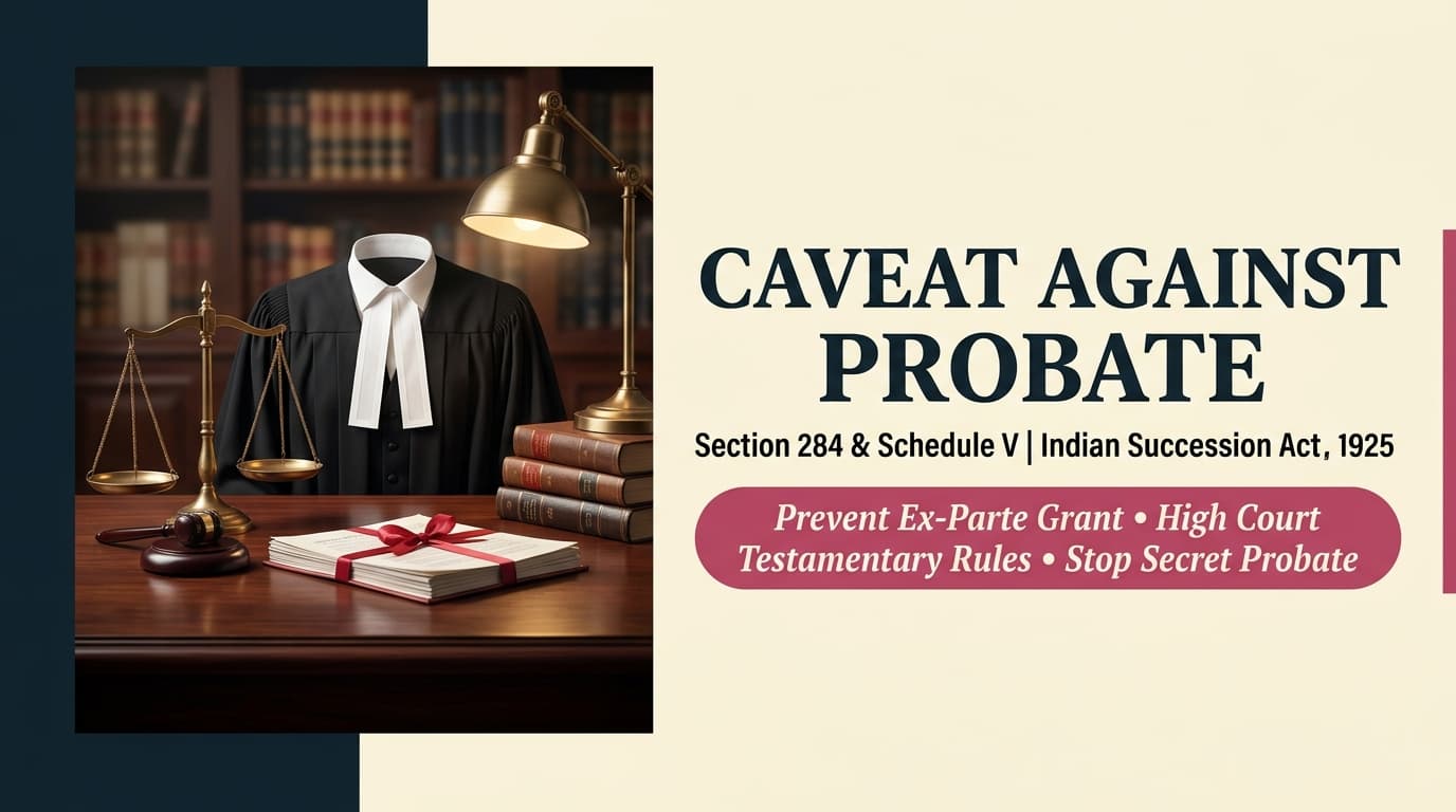 Caveat Against Probate Format India under Section 284 Indian Succession Act Schedule V