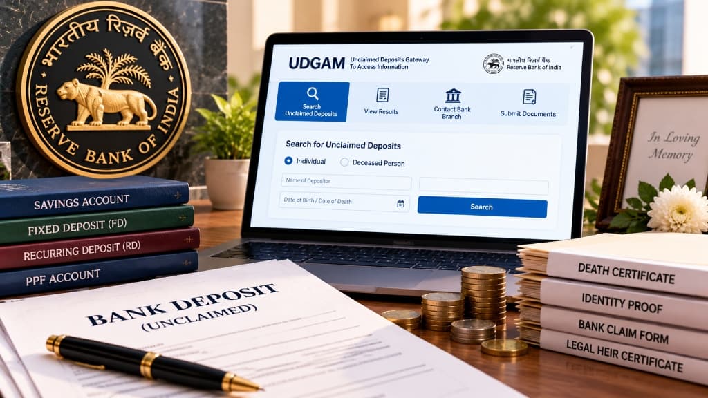 Claim Unclaimed Deposits of Deceased Person on RBI UDGAM Portal with Death Certificate and Legal Heir Forms