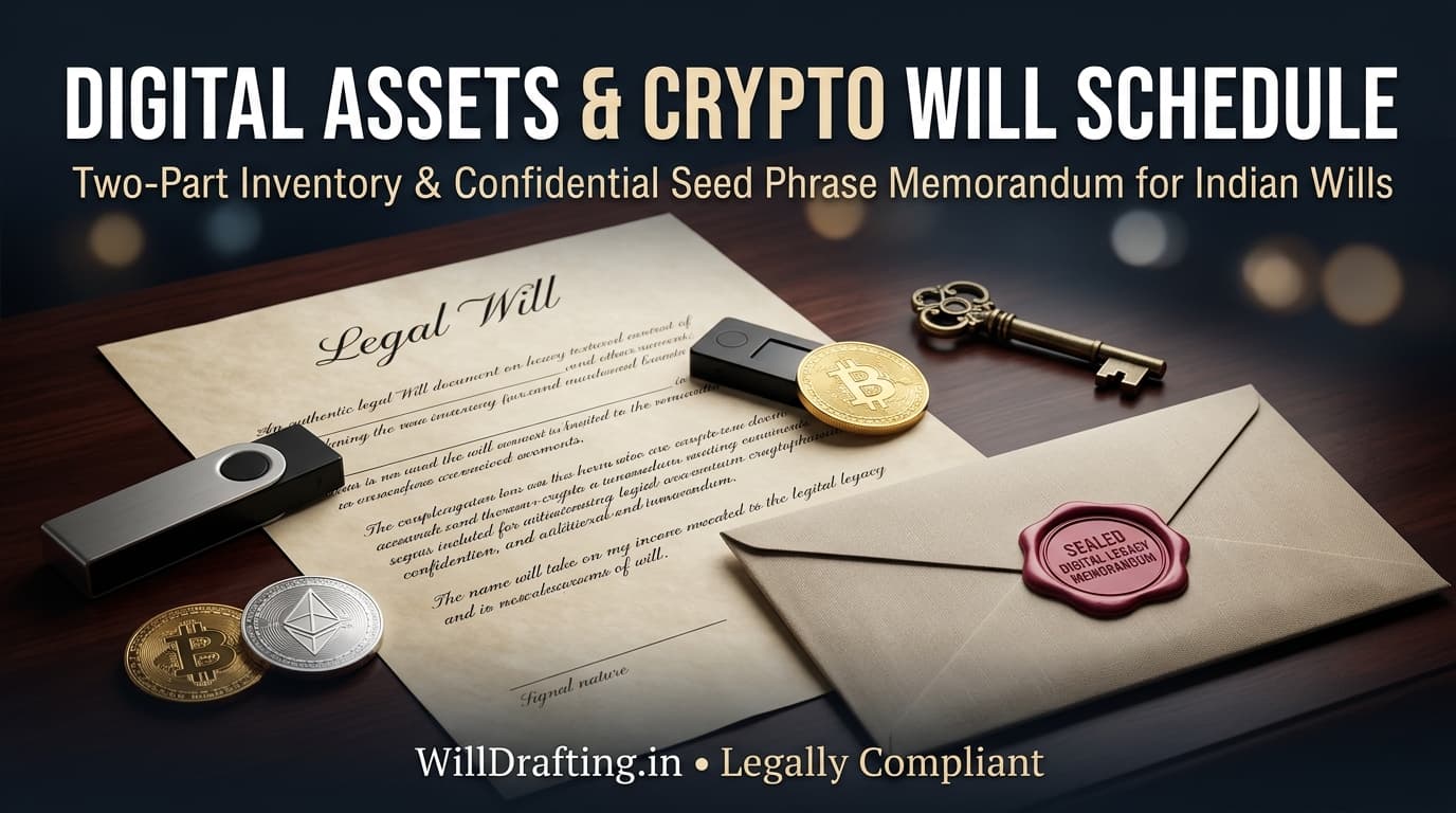 Digital Assets and Crypto Schedule Will Format India Guide and Inventory Template