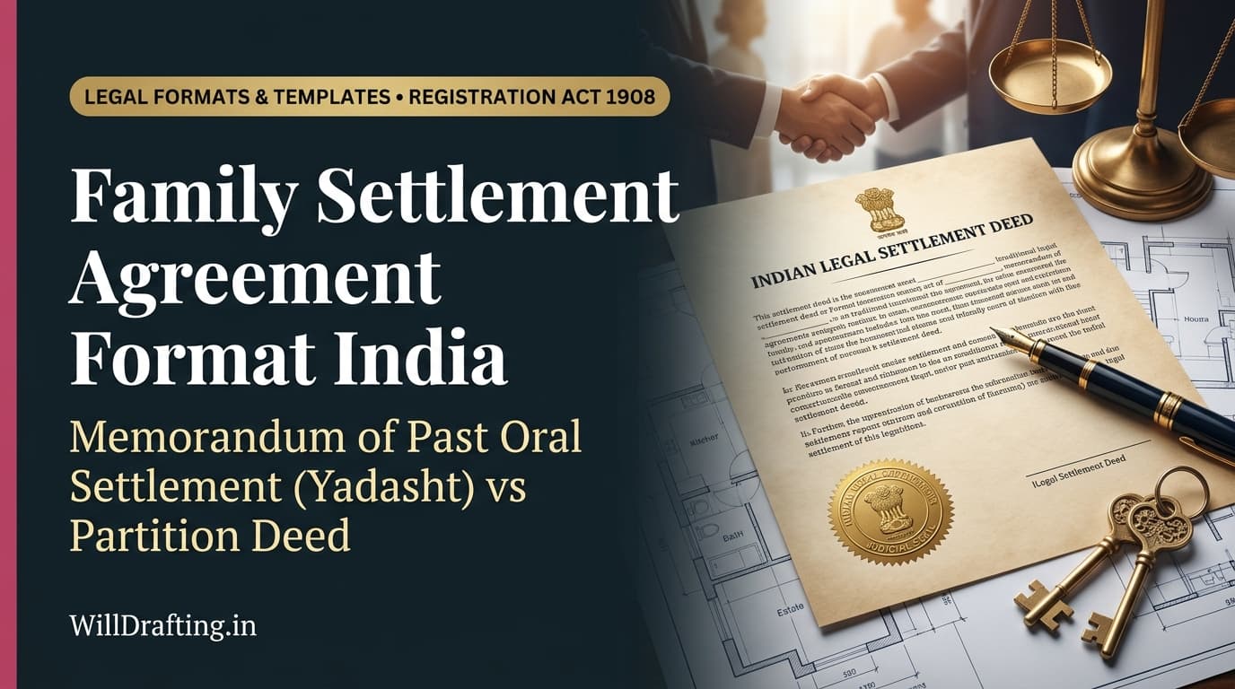 Family Settlement Agreement Format India Memorandum of Oral Settlement vs Partition Deed