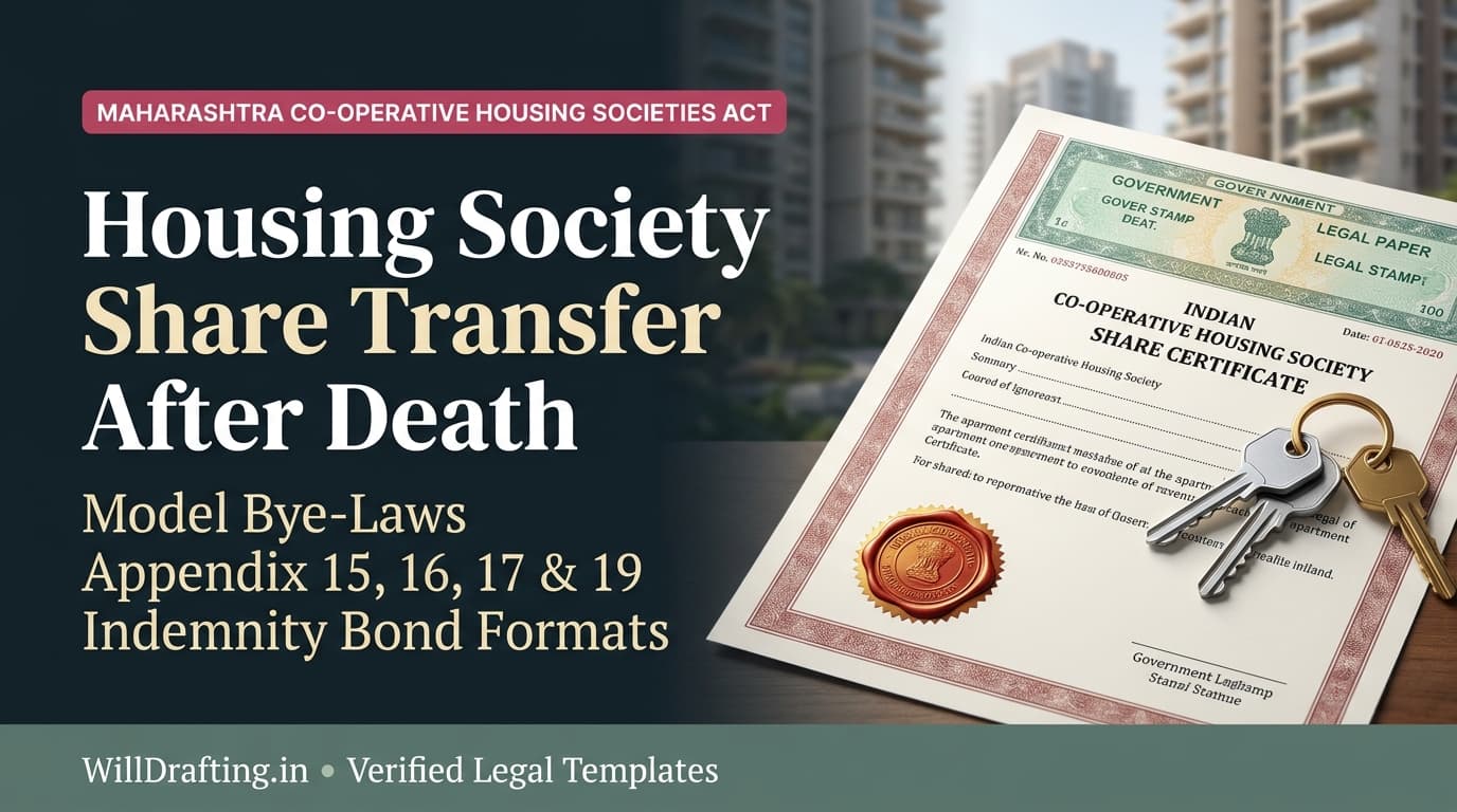 Housing Society Share Transfer After Death Appendix 15 16 17 and 19 Indemnity Bond Formats