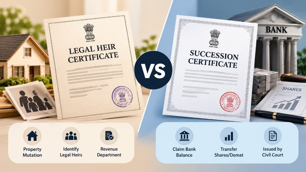 Legal Heir Certificate vs Succession Certificate Split Comparison Guide