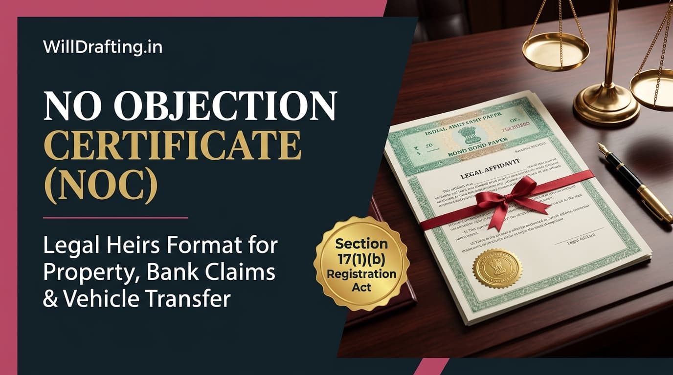 No Objection Certificate NOC from Legal Heirs Format for Property, Bank Claims, and Vehicle Transfer