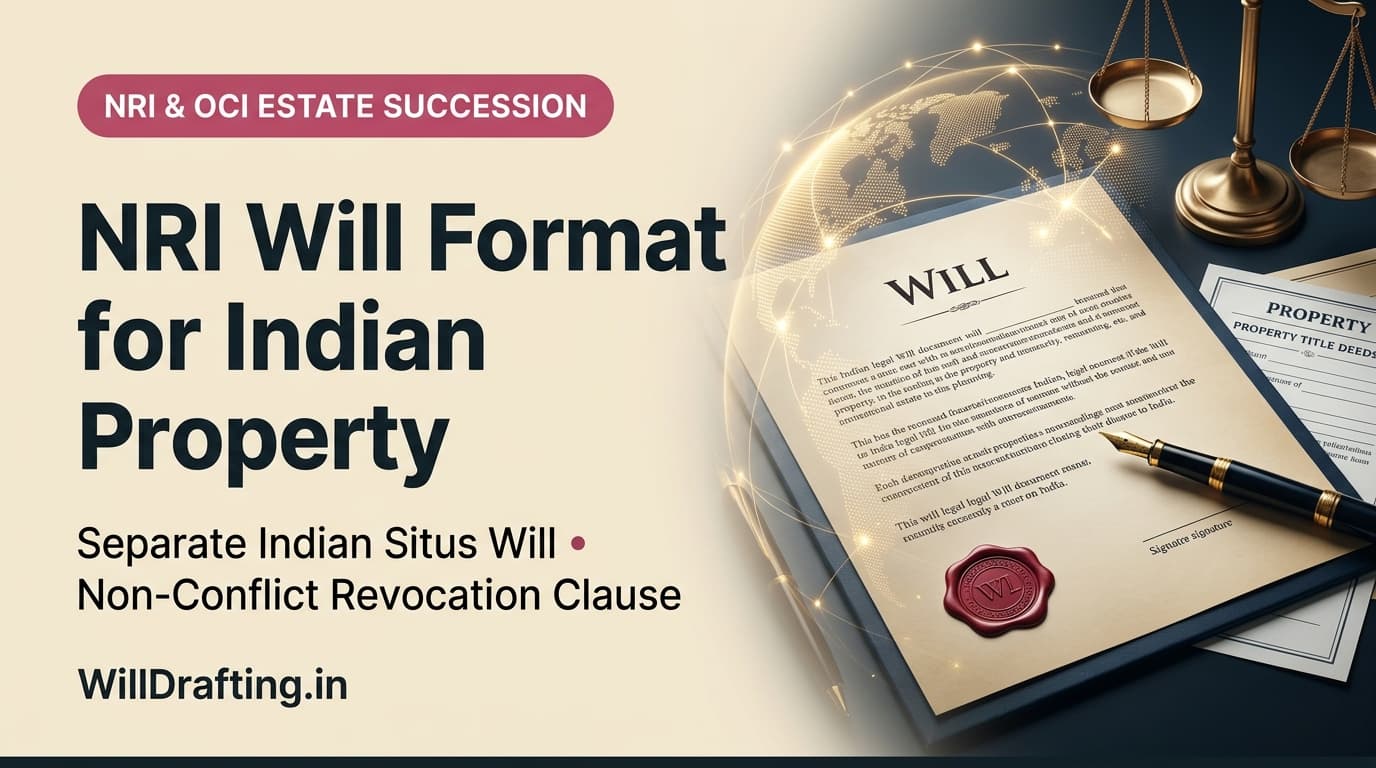 NRI Will Format for Indian Property and Separate Indian Situs Will Template