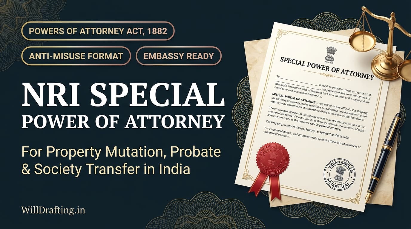 NRI Special Power of Attorney Format for Inherited Property Mutation and Probate