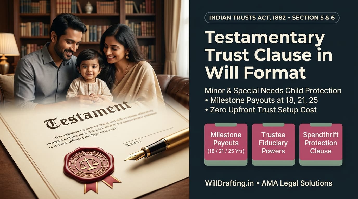 Testamentary Trust Clause in Will Format India for Minor and Special Needs Children