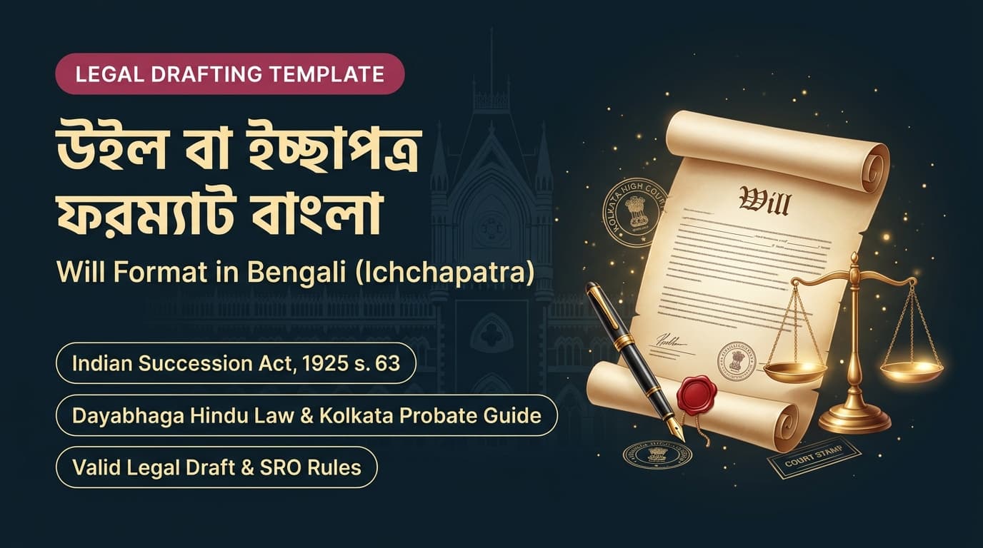 উইল বা ইচ্ছাপত্র ফরম্যাট বাংলা: Will Format in Bengali Legal Overview