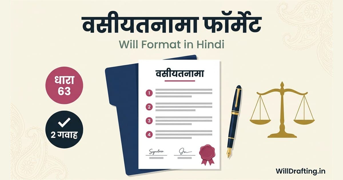 हिंदी वसीयतनामा फॉर्मेट की संरचना: क्रमांकित खंड, धारा 63 और दो गवाहों का सत्यापन