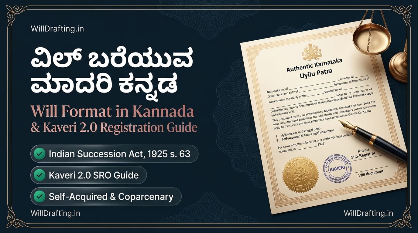 Will Format in Kannada: ವಿಲ್ ಬರೆಯುವ ಮಾದರಿ ಕನ್ನಡ (Uyilu Patra) Legal Template