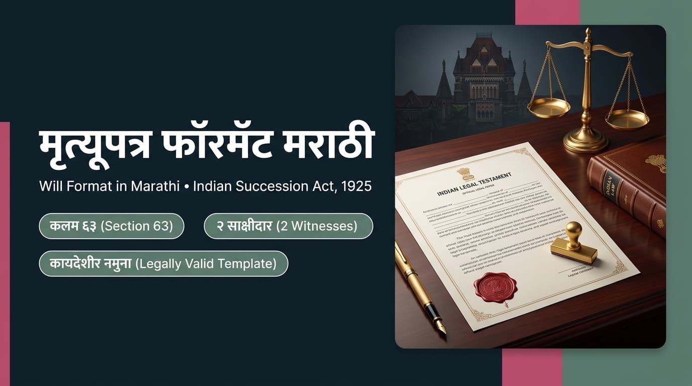 मृत्यूपत्र फॉरमॅट मराठी: भारतीय वारसा कायदा कलम ६३ नुसार कायदेशीर नमुना