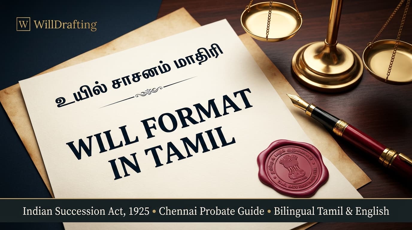 Will Format in Tamil: உயில் சாசனம் மாதிரி (Uyil Sasanam) Legal Template