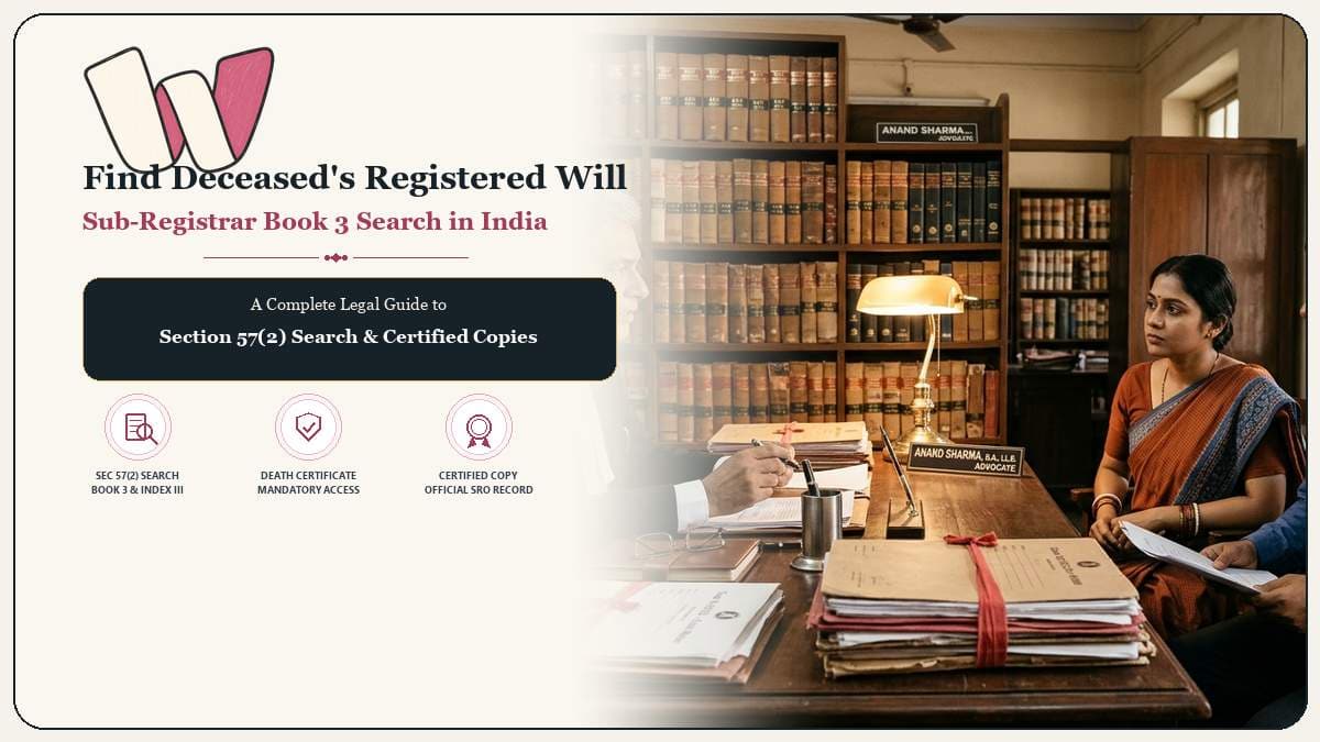How to check if deceased father left a registered will in India Sub Registrar search